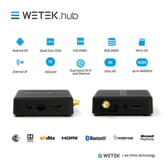 WETEK HUB WIRELESS ANDROID & LIBREELEC TV BOX CON BLUETOOTH Y 4K UHD