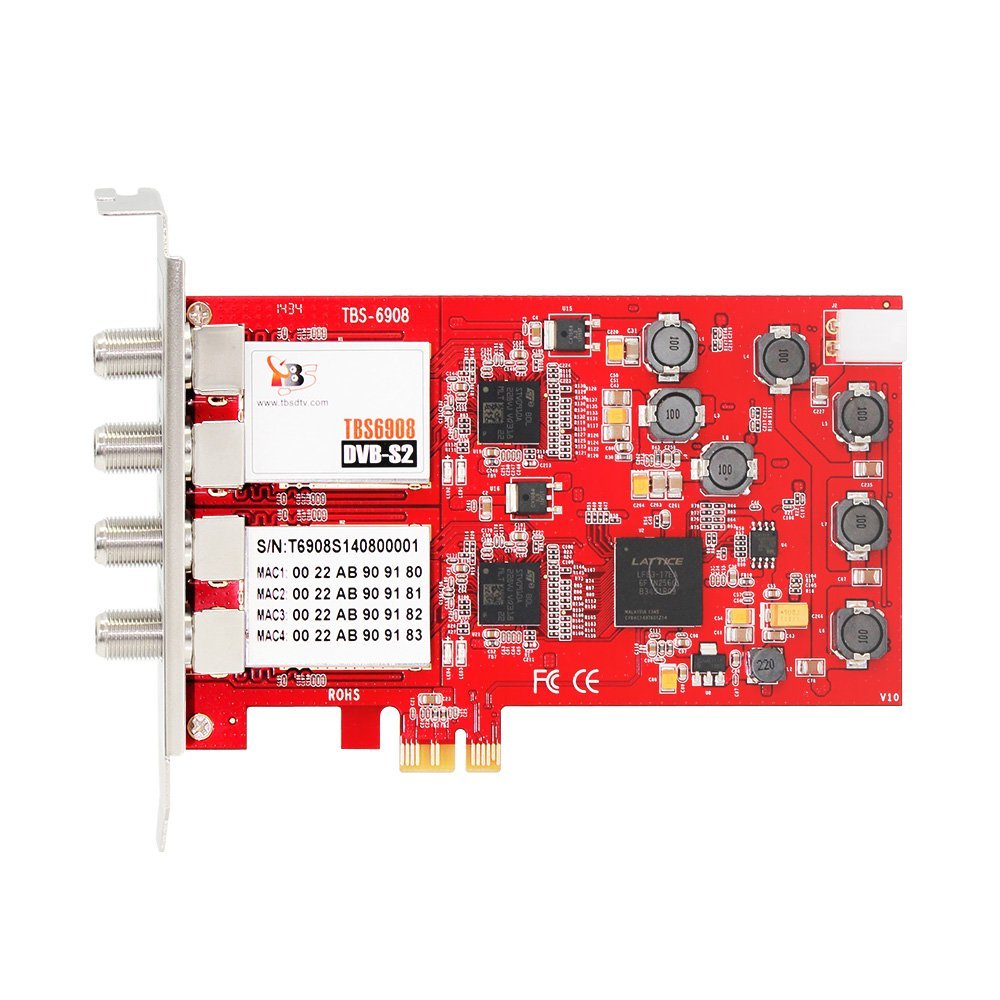 TBS6908 Professional DVB-S2 Quad Tuner PCIe Card